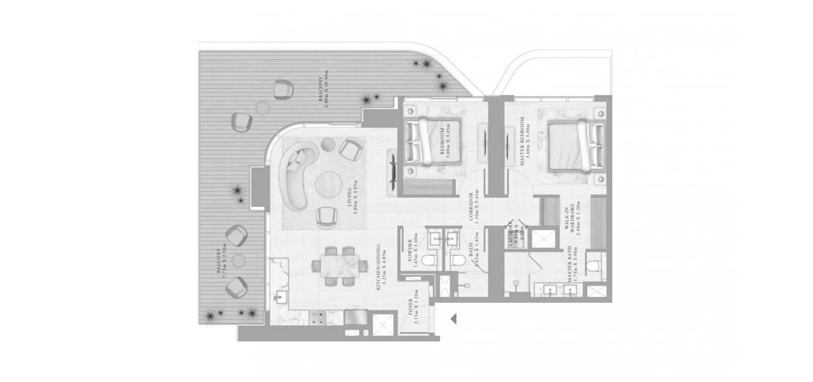 Планировка «2BR 06 147SQM» 3 комнаты в ЖК BAYVIEW BY ADDRESS RESORTS