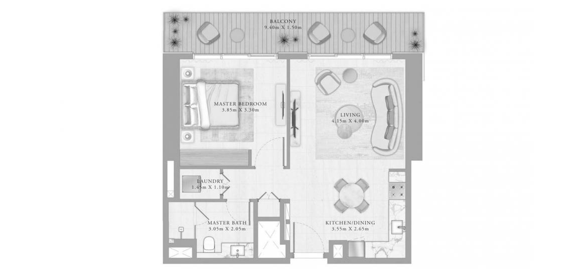 Планировка «1BR 05 76SQM» 2 комнаты в ЖК BAYVIEW BY ADDRESS RESORTS