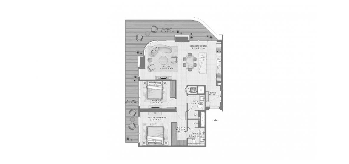 Планировка «152 SQ.M 2 BEDROOM» 3 комнаты в ЖК SEAPOINT RESIDENCES