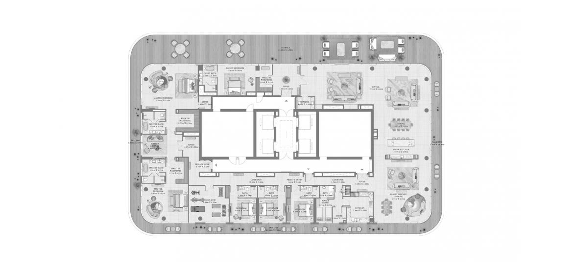 Планировка «1090 SQ.M 6 BEDROOM PENTHOUSE» 12 комнат в ЖК SEAPOINT RESIDENCES