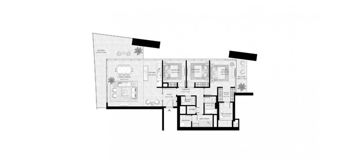 Floor plan «BEACH VISTA 3BR 193SQM», 3 bedrooms in BEACH VISTA