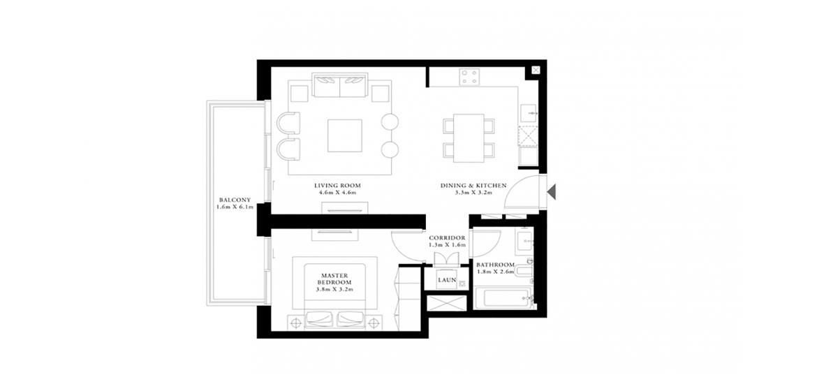 Floor plan «1BR 76SQM», 1 bedroom in BEACH ISLE