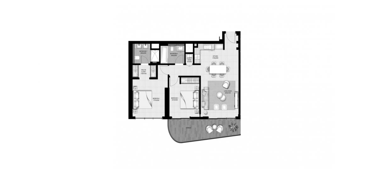 Floor plan «B», 2 bedrooms in MARINA VISTA