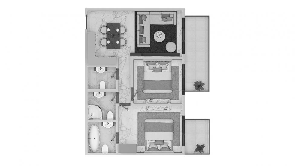Floor plan «Beachgate by Address 2br 115sqm», 2 bedrooms in BEACHGATE BY ADDRESS