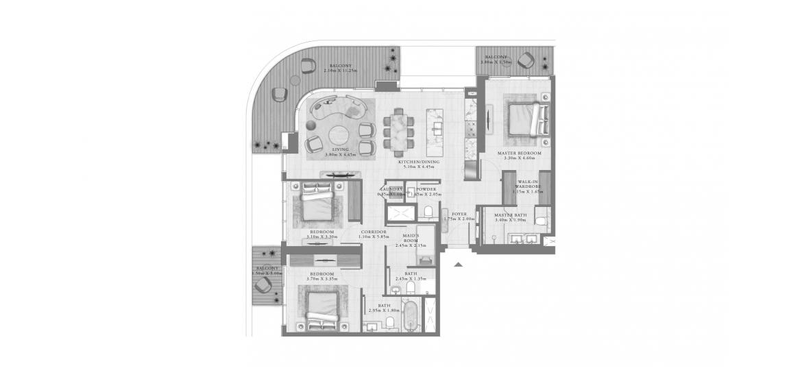 Floor plan «170 SQ.M 3 BEDROOM», 3 bedrooms in SEAPOINT RESIDENCES